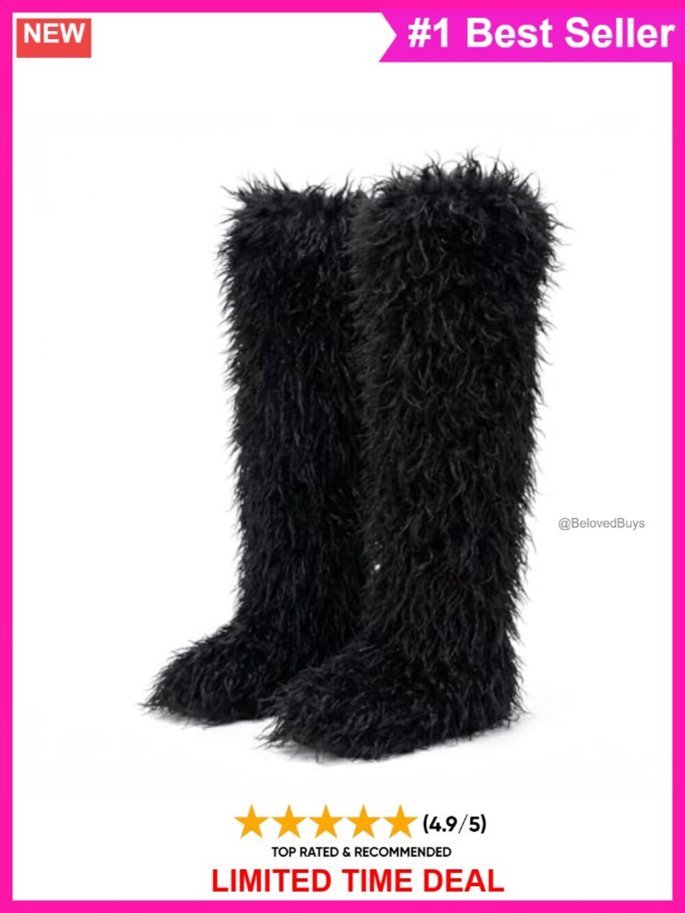 Thigh High Faux Fur Snow Boots Over The Knee Fuzzy Winter Boots